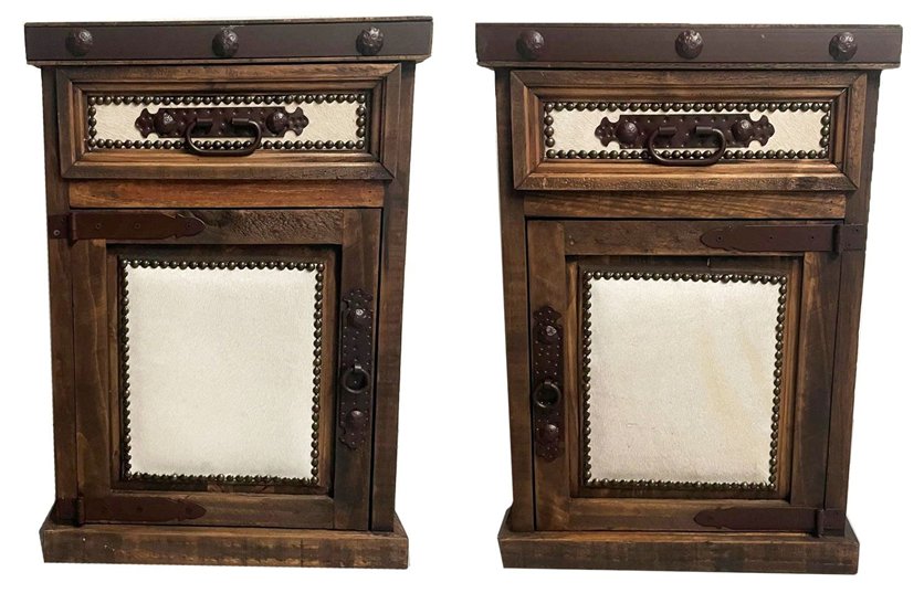 Santa Fe Spirit Rustic King Bedroom Set with Cowhide Accents