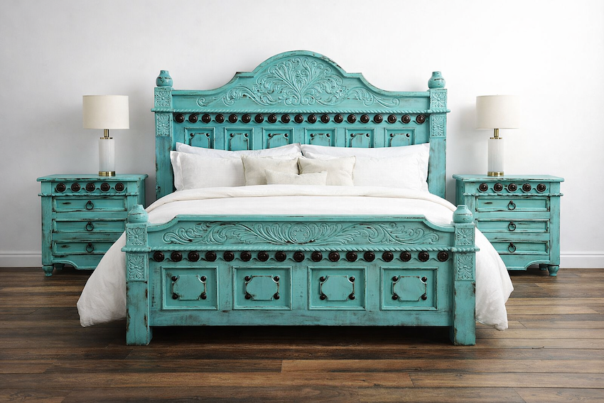Santa Fe Western Rustic Turquoise 6-Piece King Bedroom Set