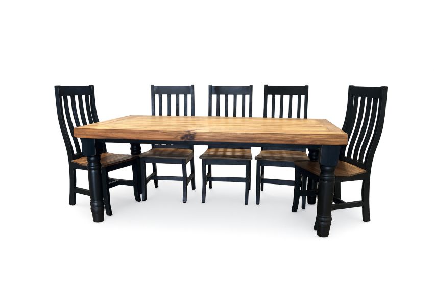 Modern Farmhouse Dining Table and Chairs in Black