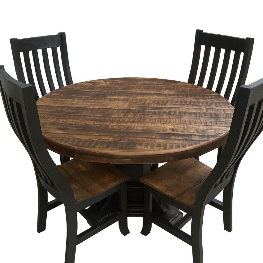 Santa Rita Rustic Round Dining Set in Black