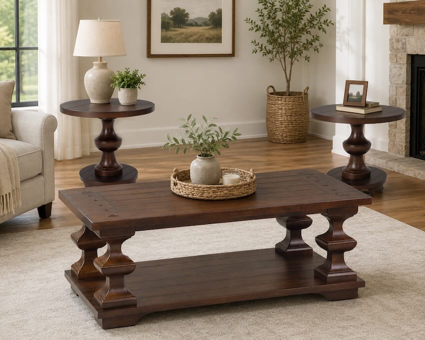 Sedona Modern Rustic Coffee Table Set in Kona Brown