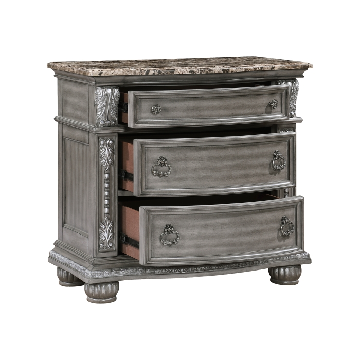 Silvercrest Manor Antique Grey Luxury Traditional Bedroom Set