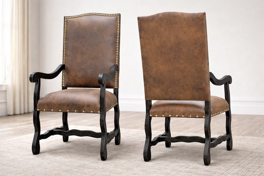 Sonora Western Rustic Dining Set with Leather Chairs - 120" Table