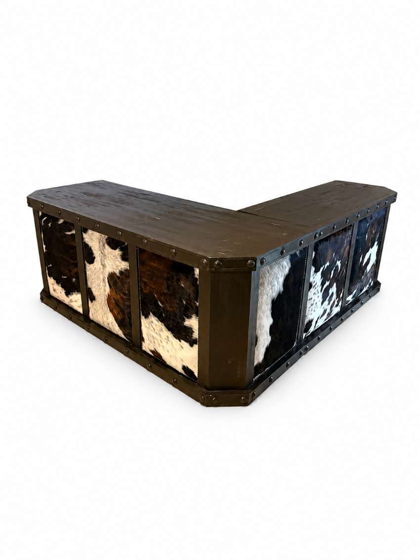 Sonora Western Rustic Cowhide L-Shaped Desk