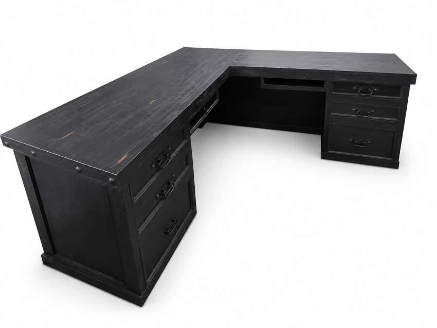 Sonora Western Rustic Cowhide L-Shaped Desk