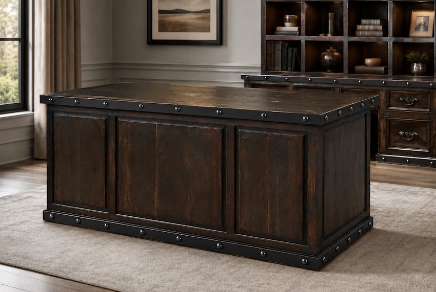 Sonora Western Rustic Desk in Distressed Dark Brown Sonora Western Rustic Desk in Distressed Dark Brown