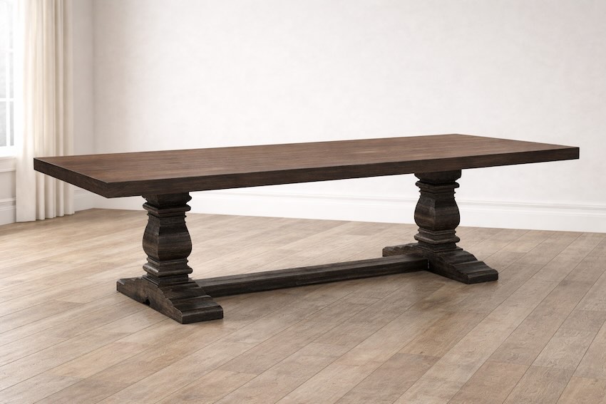 Sonora Western Rustic Dining Set with Leather Chairs - 120" Table