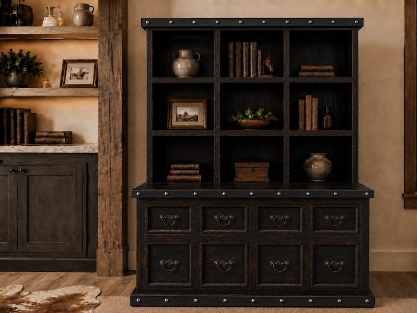 Sonora Western Rustic Desk in Distressed Dark Brown