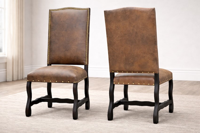 Sonora Western Rustic Dining Set with Leather Chairs - 120" Table