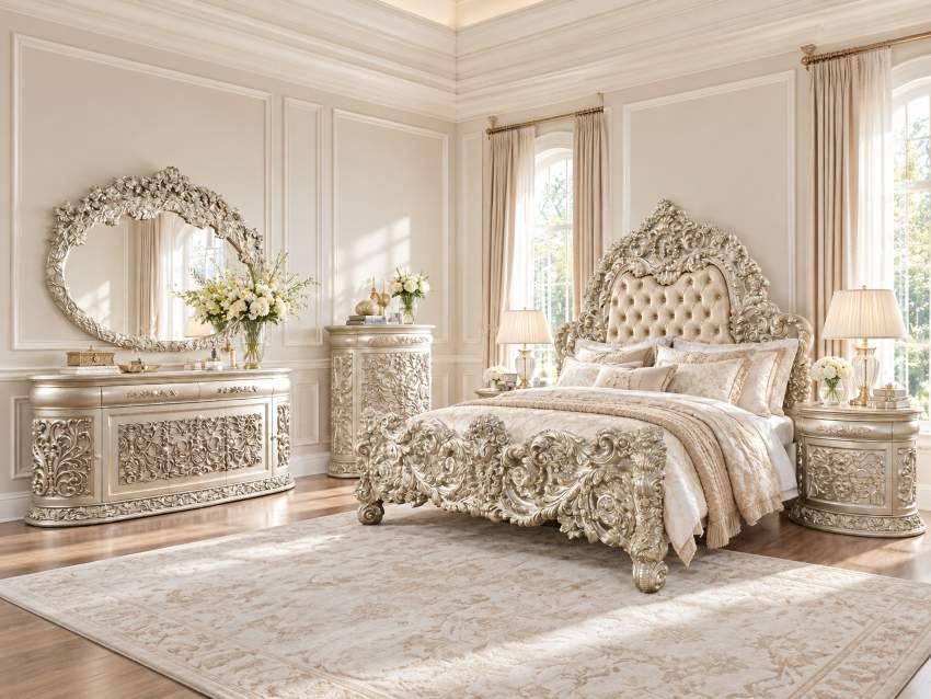 Sorina Antique Gold French Traditional Luxury Bedroom Set