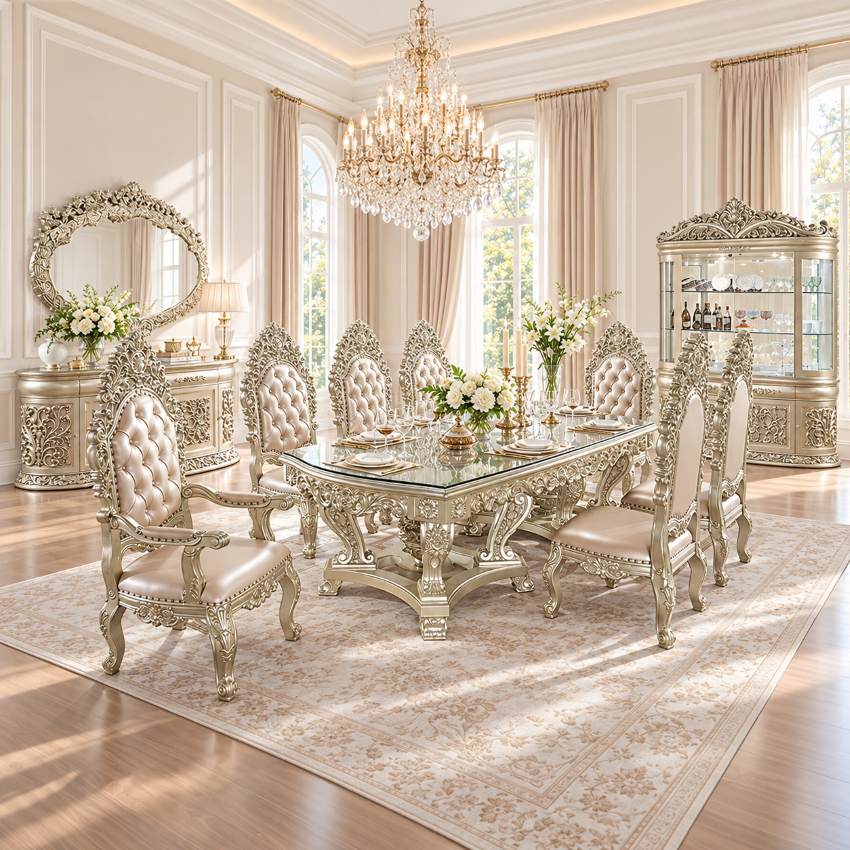 Sorina Antique Gold French Traditional Luxury Formal Dining Set