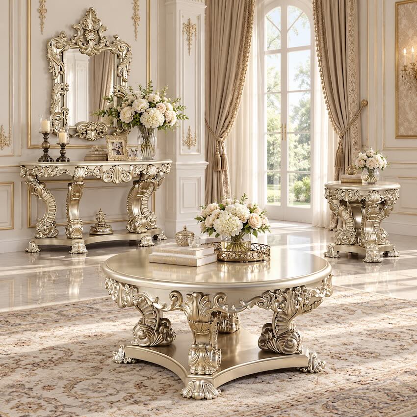 Sorina Antique Gold French Traditional Luxury Sofa Set