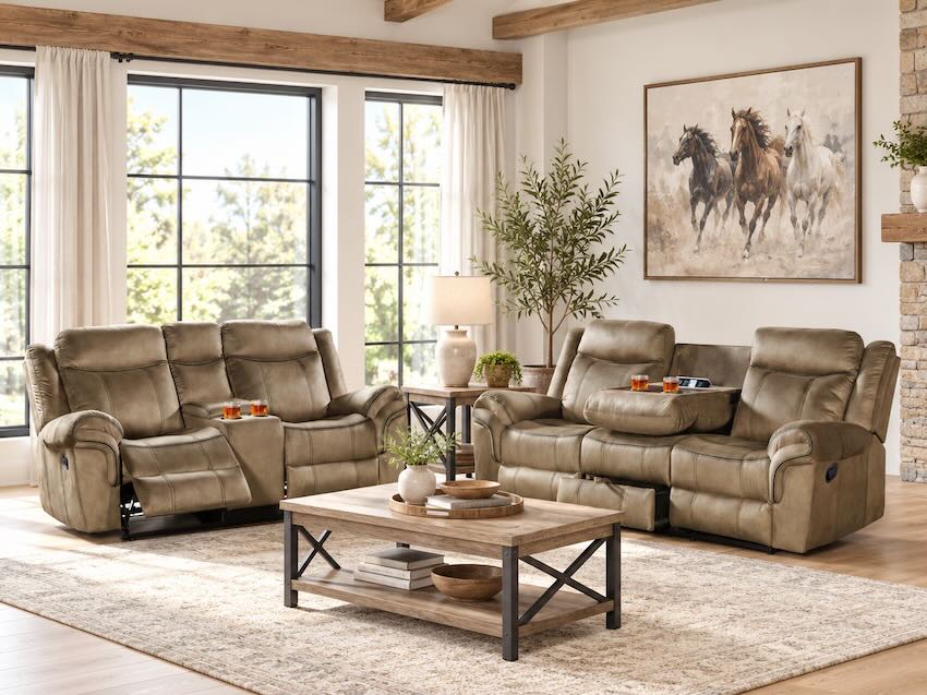 Sorrento Brown Reclining Sofa and Loveseat Set Sorrento Brown Reclining Sofa and Loveseat Set
