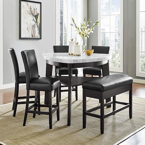 Carrara Marble Counter Height Dining Room Set