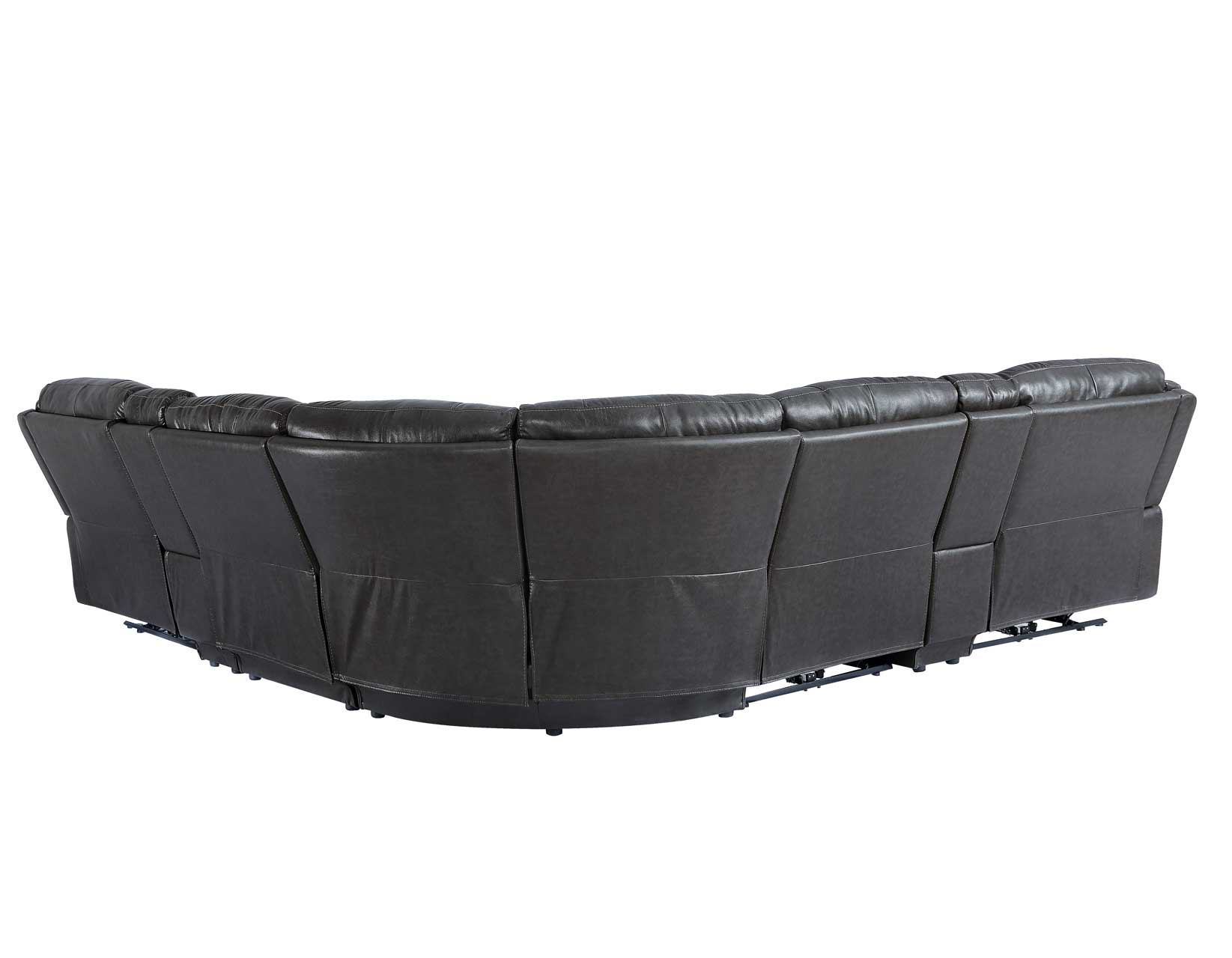 Denver Power Reclining Sectional in Charcoal Leather
