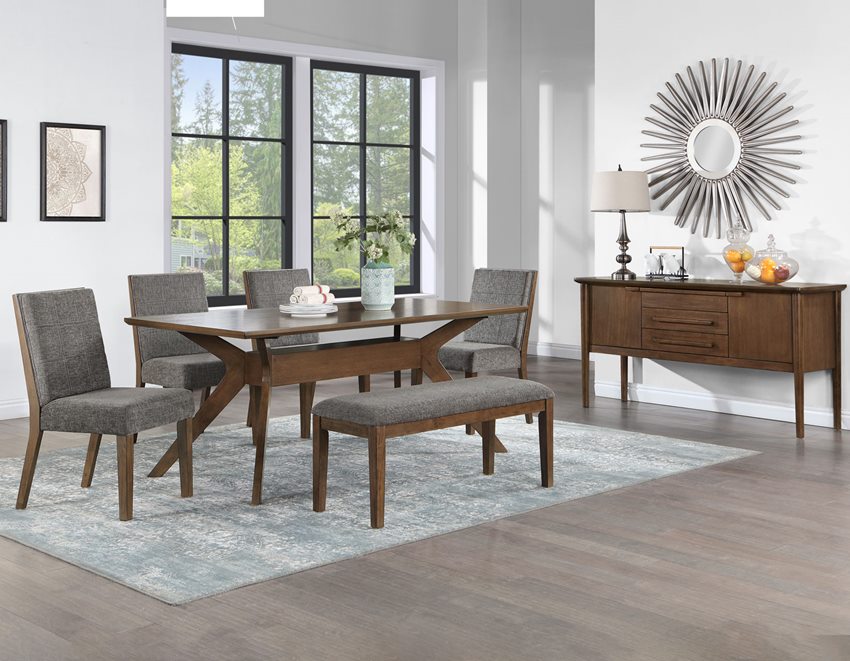 Quinn Mid-Century Modern Dining Table with Bench