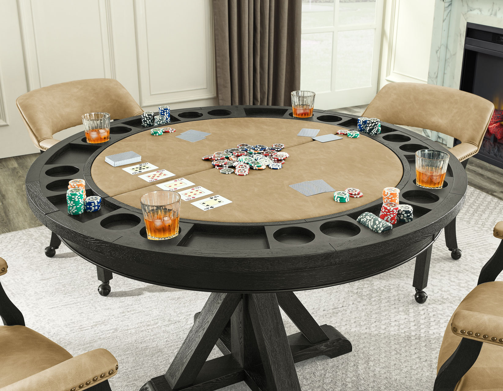 Rylie Dining Poker Game Table Set in Black