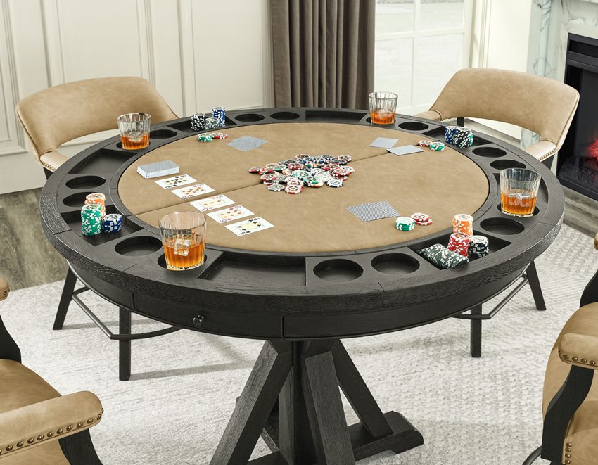 Rylie Poker Counter Height Game Table Set in Black