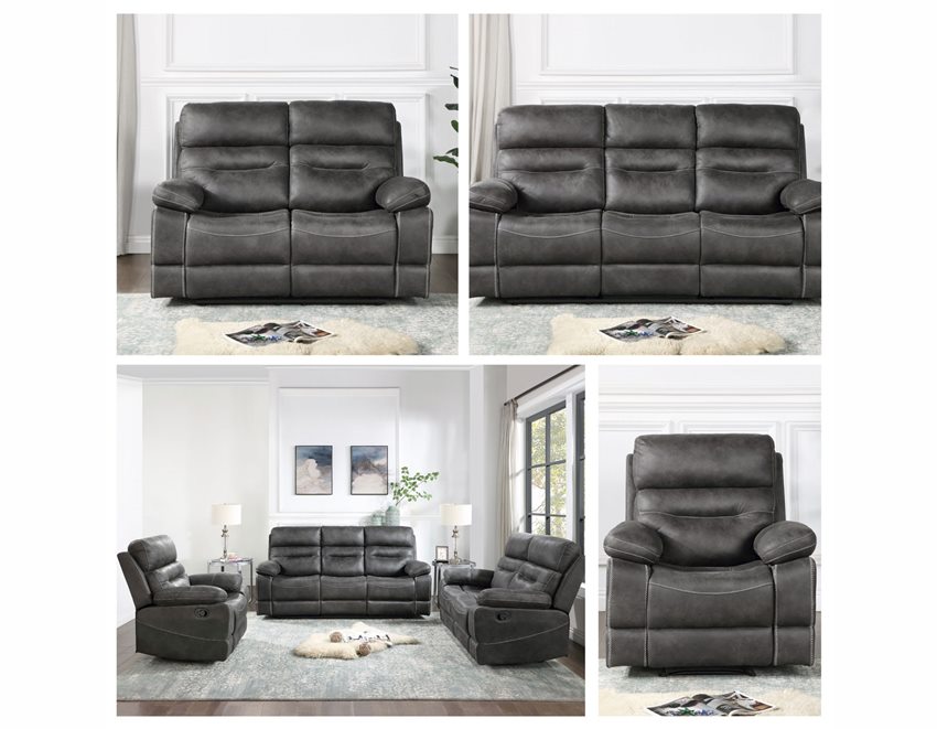 Rudger Bomber Jacket Gray Reclining Sofa Set
