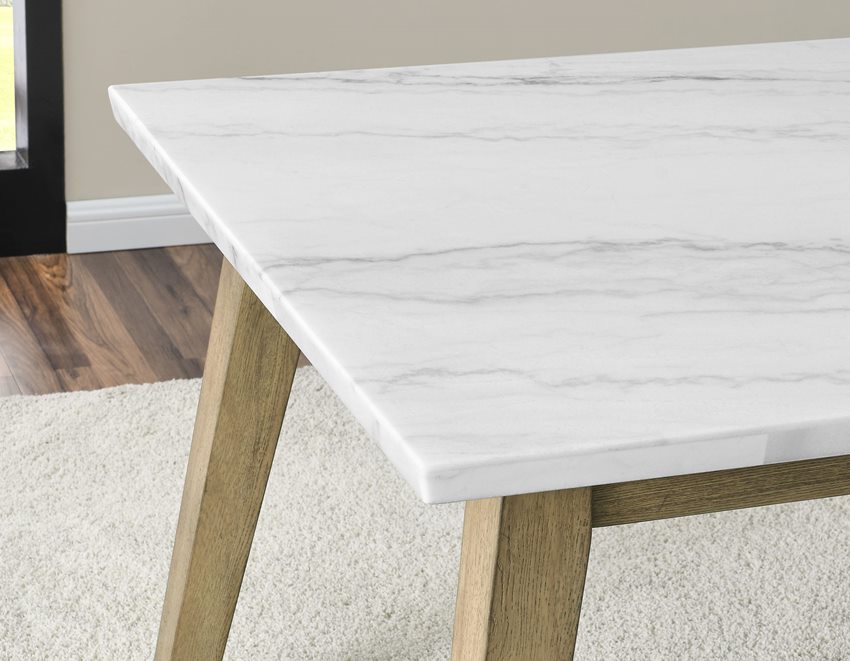 Vida Dining Set with Marble Top and Bench