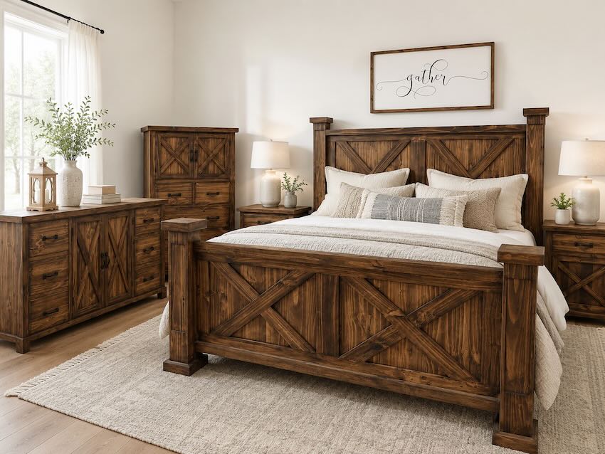 Summerfield Farmhouse Brown Rustic Bedroom Set