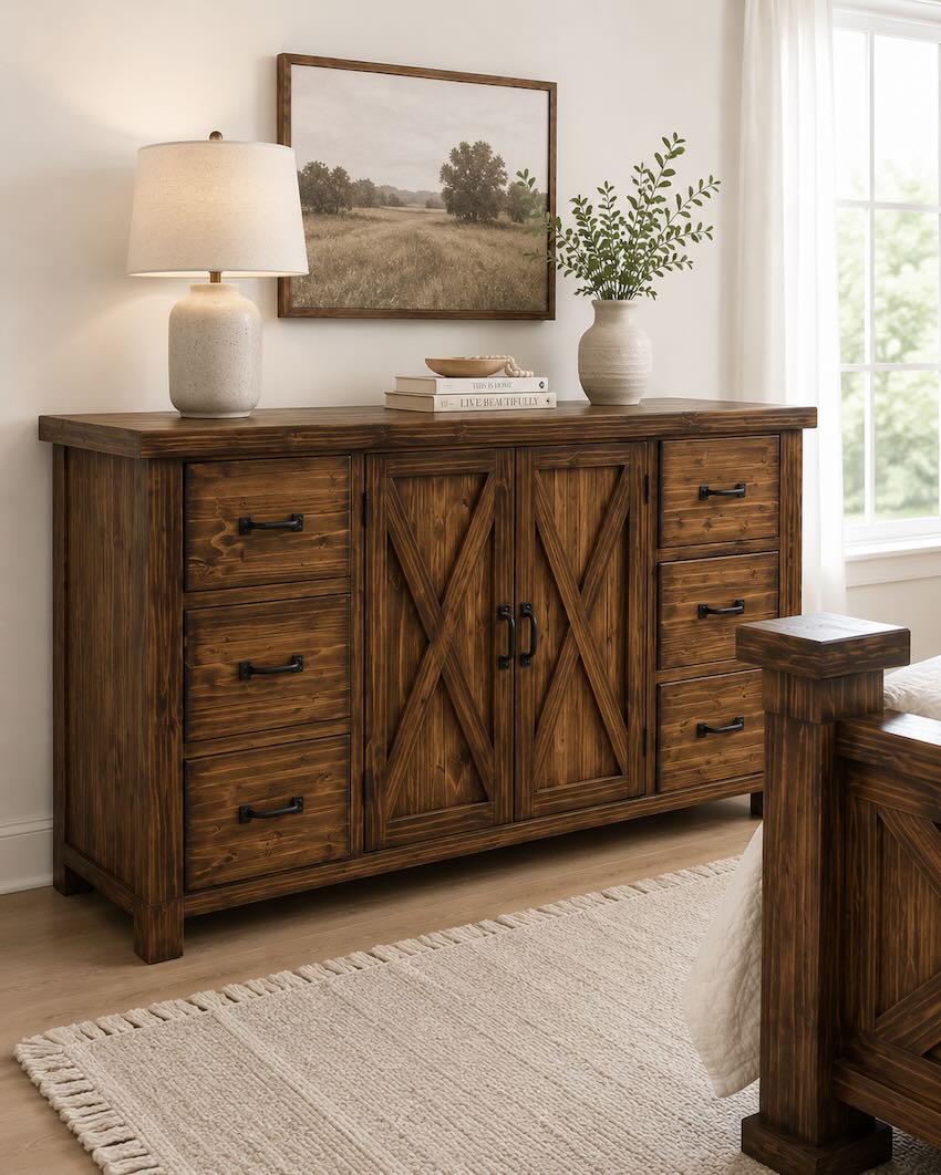 Summerfield Farmhouse Brown Rustic Bedroom Set