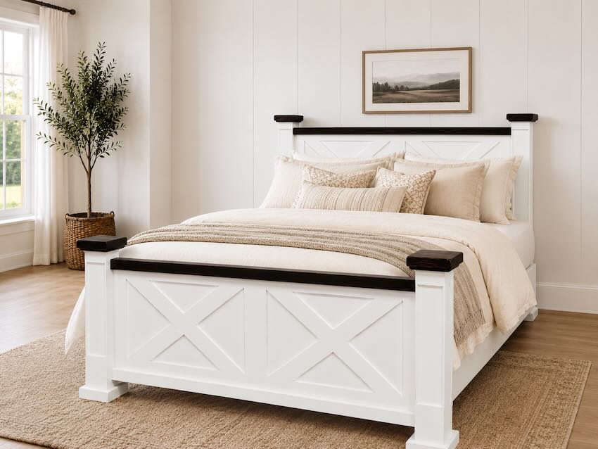 Summerfield Farmhouse White Rustic King Size Bed *Warehouse Clearance*
