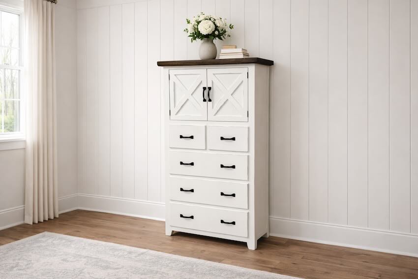 Summerfield Farmhouse White Rustic Bedroom Set