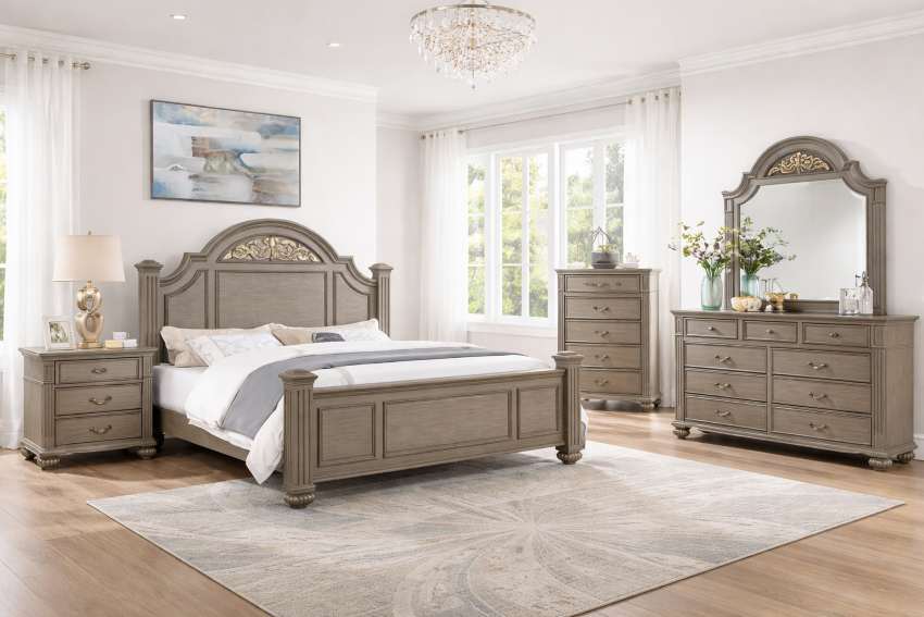 Syracuse Traditional Gray Bedroom Set with Bold Post Bed Syracuse Traditional Gray Bedroom Set with Bold Post Bed