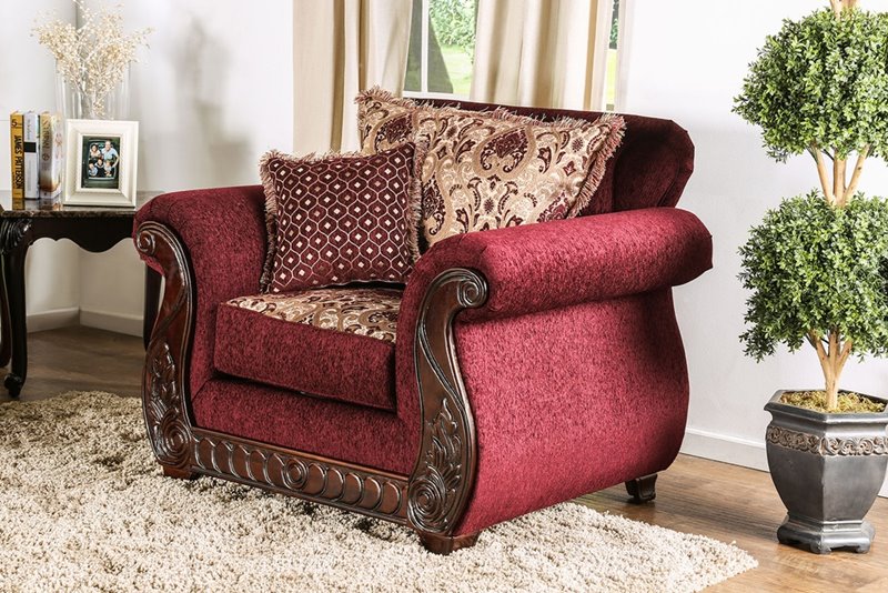 Tabitha Formal Living Room Set in Wine