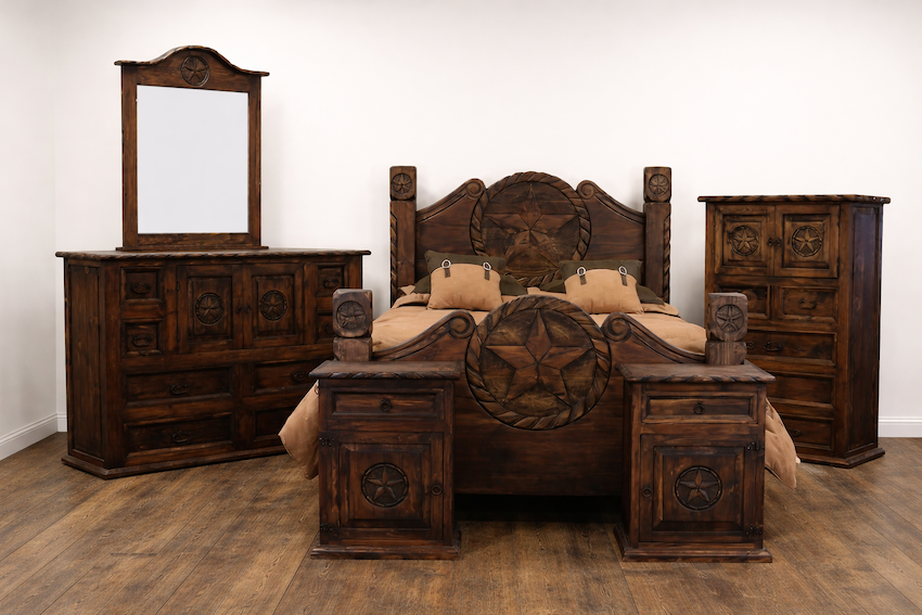 Texas Star Western Rustic Bedroom Set – Dark Brown