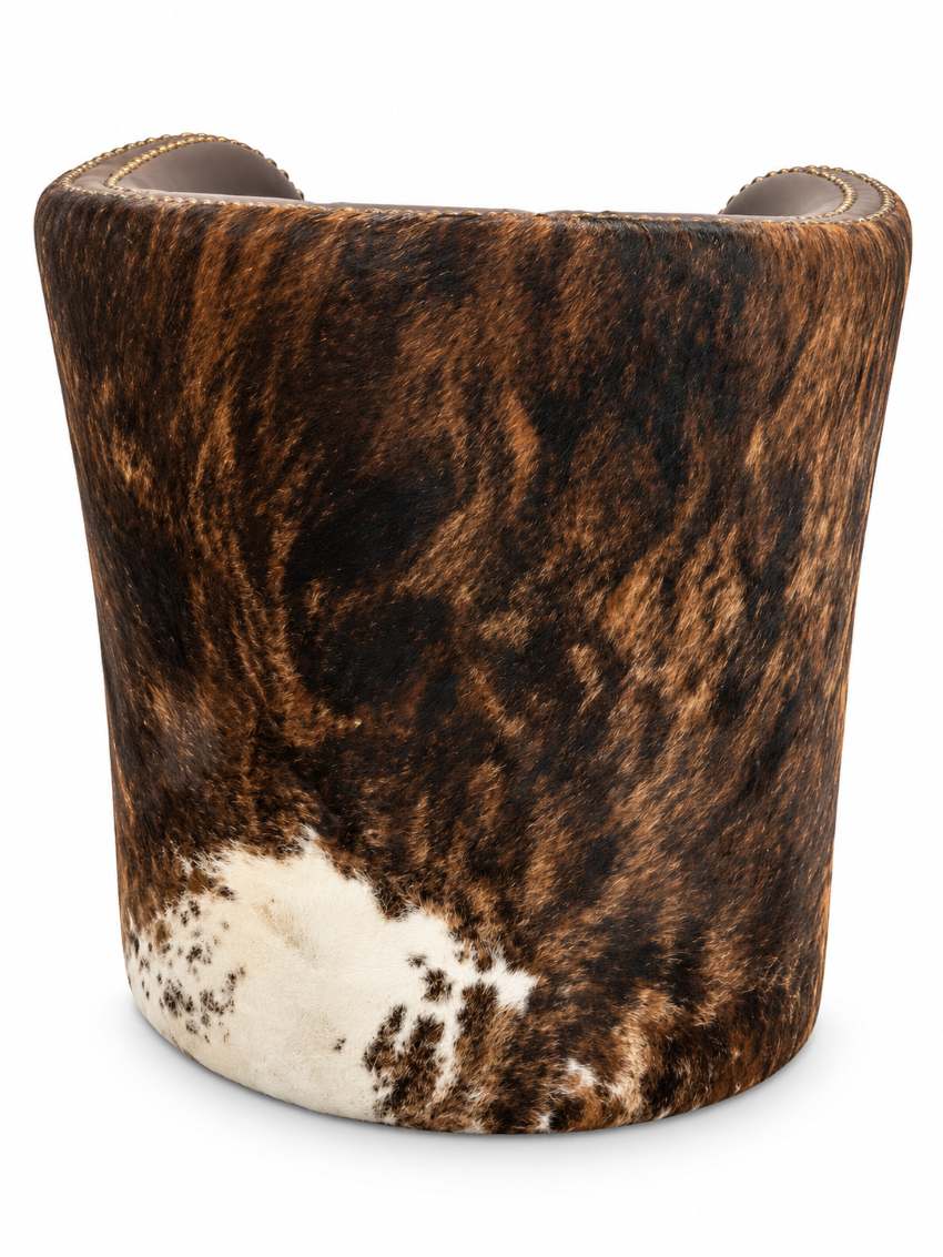 Texas Heritage Luxury Top Grain Leather & Cowhide Swivel Barrel Chair