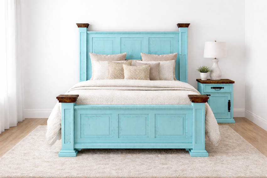 Timberline Turquoise Farmhouse Rustic Bedroom Set