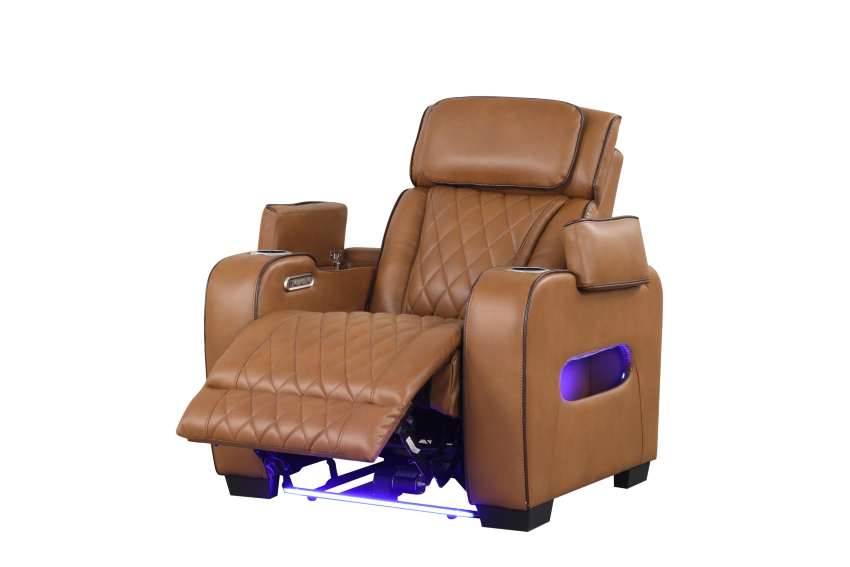 Titan Brown Power Reclining Sofa Set with LED Lights *3-Piece Set*