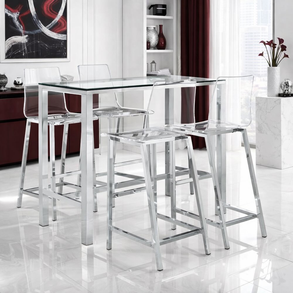 Tolbert Modern Loft 5-Piece Acrylic Bar Table Set Tolbert Modern Loft 5-Piece Acrylic Bar Table Set
