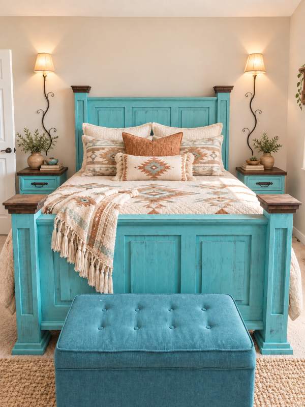 Timberline Turquoise Southwestern Bedroom Set