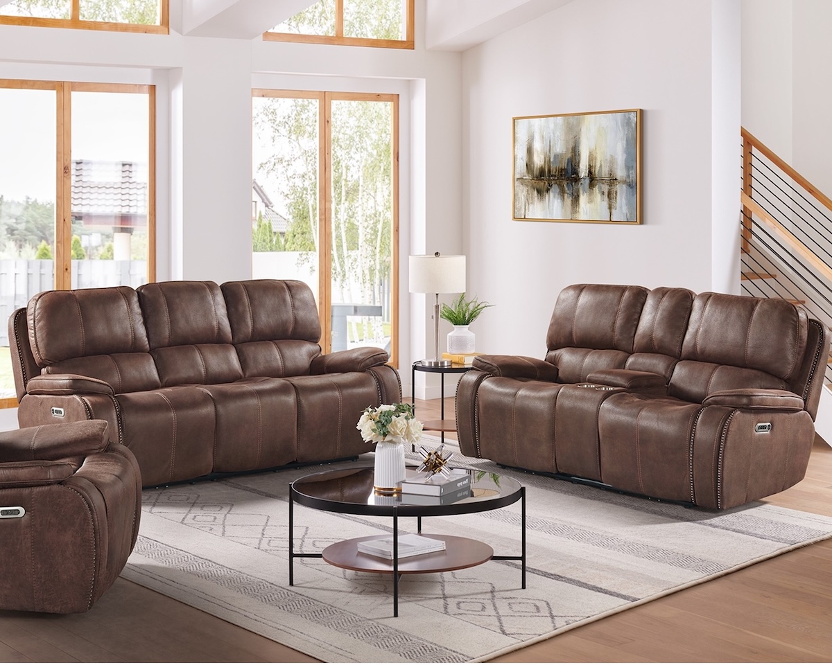 Atlantis Power Reclining Sofa Set — Western Flair Performance Fabric