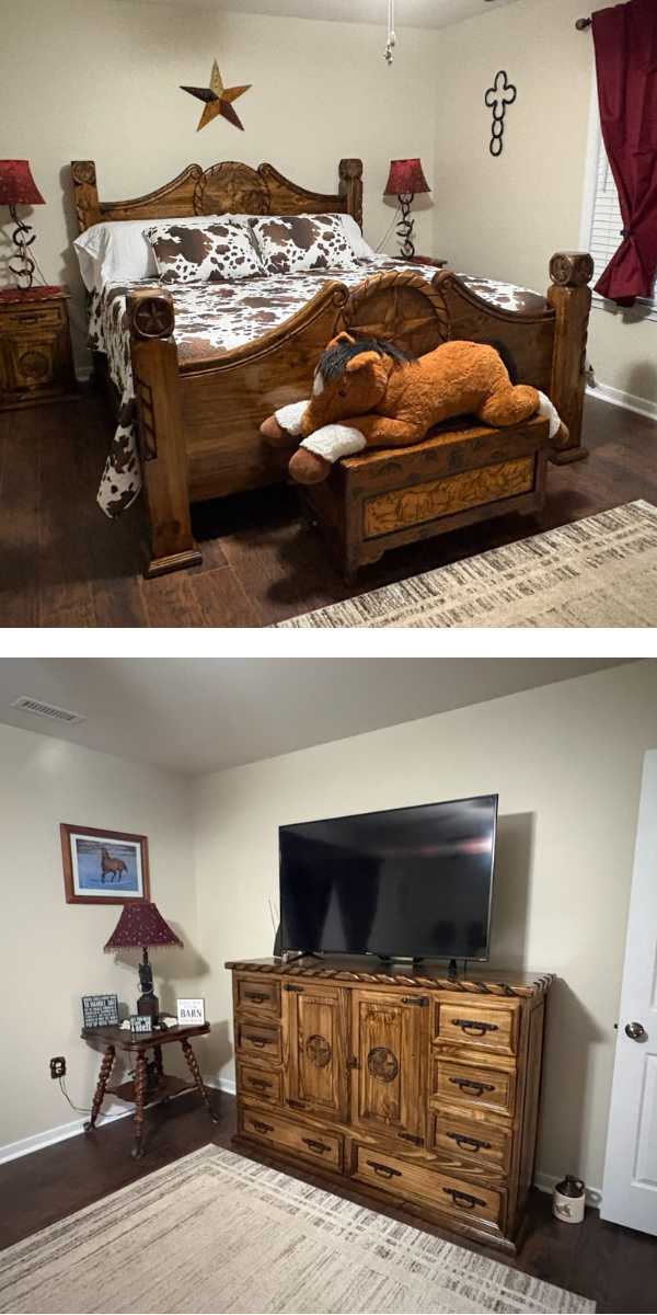 Vaquero Western Rustic Bedroom Set in Natural Dark