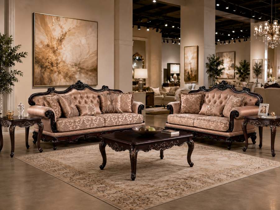 Veracruz Ornate Sofa Set in Brown Veracruz Ornate Sofa Set in Brown