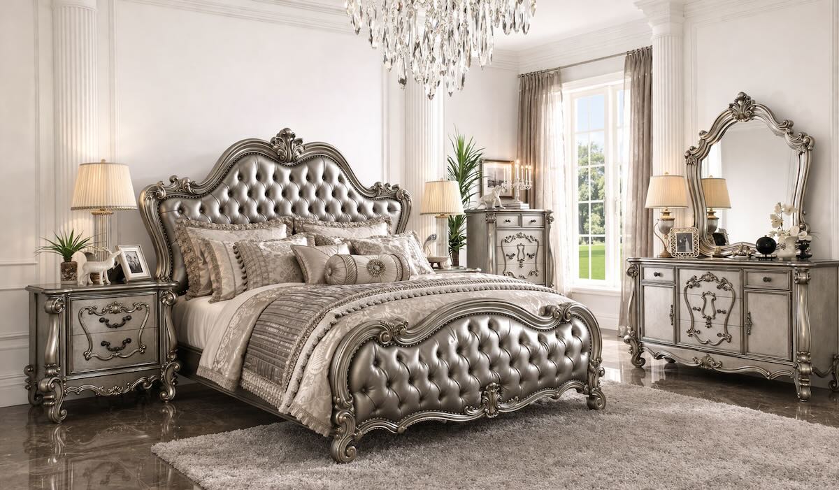 Versailles Luxury Old European Bedroom Set in Antique Platinum Versailles Luxury Old European Bedroom Set in Antique Platinum