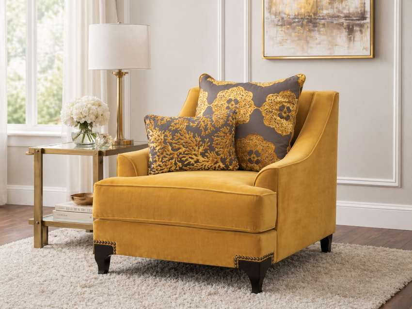 Viscontti Contemporary Glam Gold Living Room Set