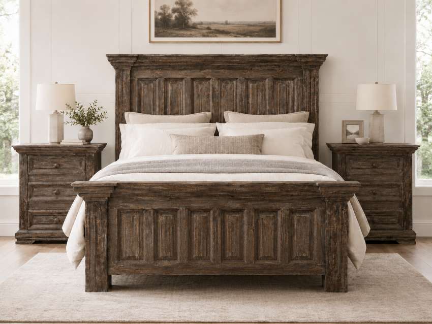 Weatherford Modern Rustic Bedroom Set in Barnwood