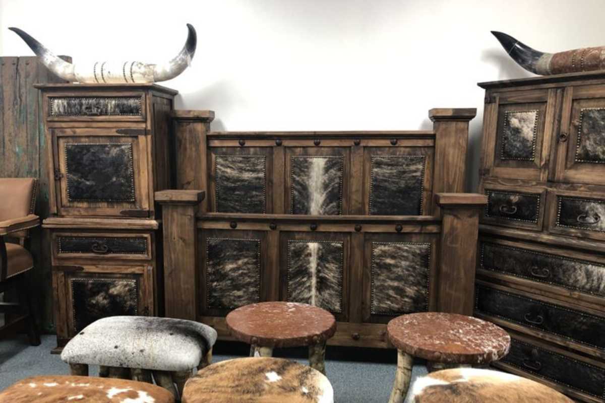 Western Rustic Cowhide Bedroom Sets