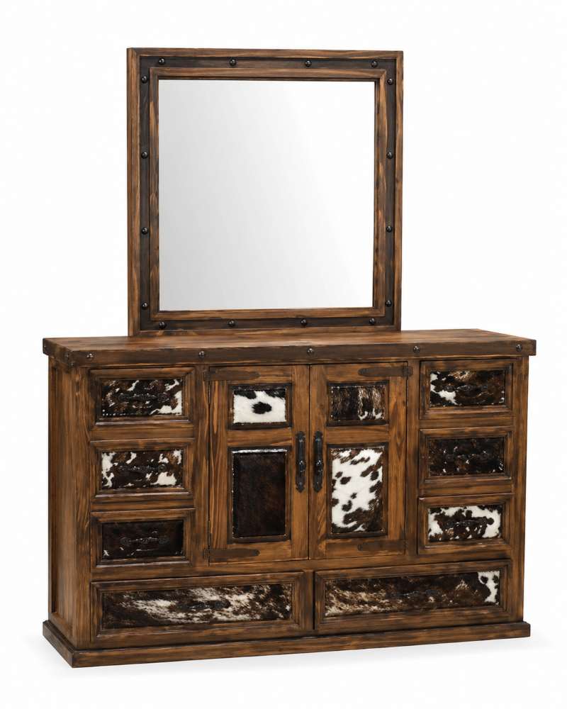 Western Rustic Cowhide Cimmaron Ridge 6-Piece King Bedroom Set