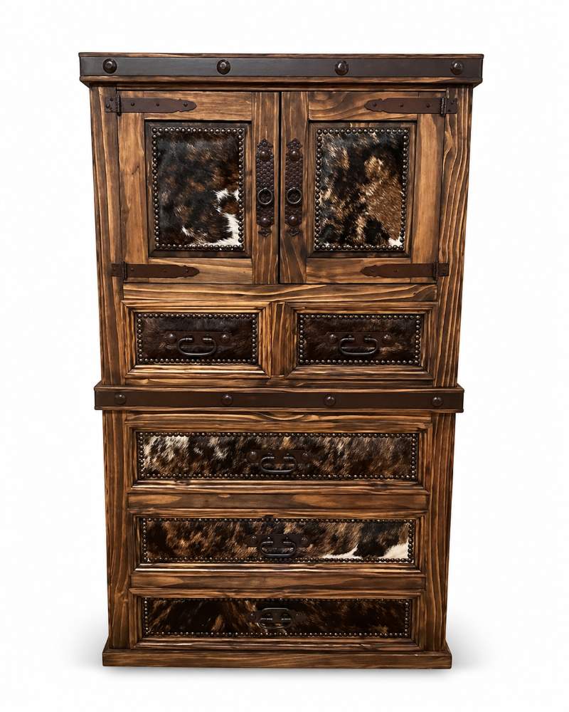 Western Rustic Cowhide Cimmaron Ridge 6-Piece King Bedroom Set