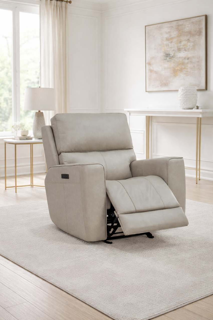 Westmont Luxe Power Reclining Sofa Set in Cement with Zero Gravity