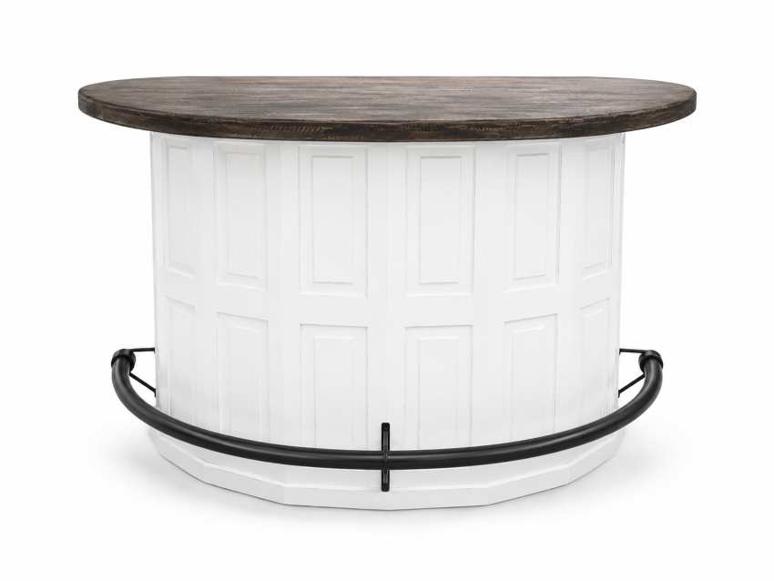 Willow Creek Rustic Farmhouse Curved Bar Set with 2 Bar Chairs in White