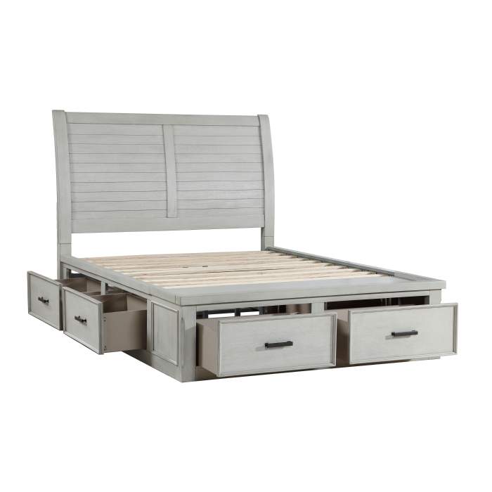 Willowbrook Light Gray Modern Farmhouse Bedroom Set with Storage Bed