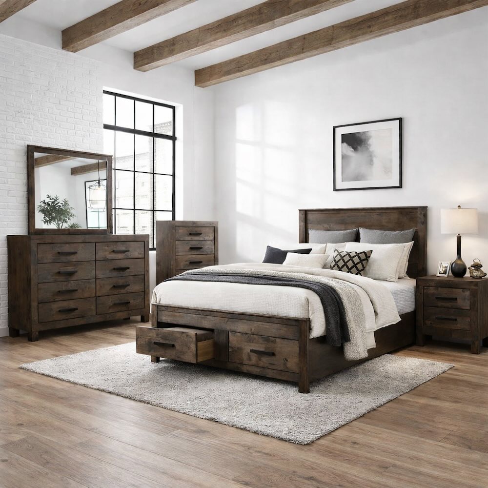 Woodmont Industrial Rustic Bedroom Set with Storage Bed Woodmont Industrial Rustic Bedroom Set with Storage Bed