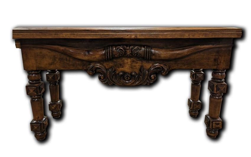 Rustic Hand-Carved Longhorn Console